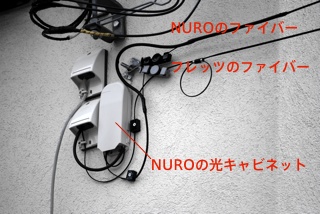 フレッツとNUROのファイバー2本刺しの図